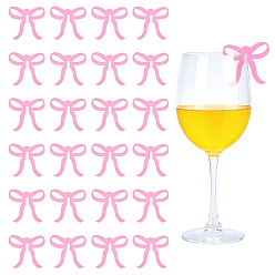 Pink 25Шармы из акрилового бокала для вина, маркер для напитков, бантом, розовые, 48x53x2 мм
