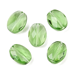 Зеленый лайм Стекло имитация австрийских хрустальных бусин, овальные, граненые, зеленый лайм, 8x6.5x3.5 мм, отверстие : 1.2 мм
