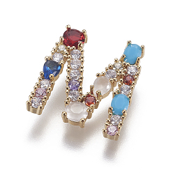 Letter M Подвески латунные горный хрусталь, с кубического циркония, буквы, золотые, красочный, letter.m, 19.5x16x3 мм, отверстие : 4x2.5 мм