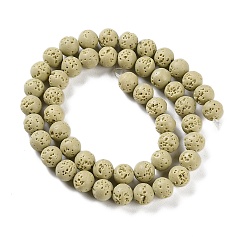 Beige Synthetic Lava Rock Dyed Beads Strands, Round, Beige, 7.5~8mm, Hole: 1mm, about 50pcs/strand, 14.88''(37.8cm)