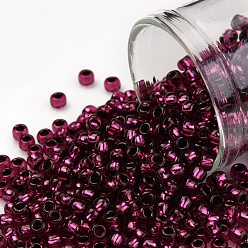 (2226) Silver Lined Dark Fuchsia Тохо 8/0 круглые бусины, японский бисер, (2226) тёмная фуксия с серебряной подкладкой, 3 мм, отверстие : 1 мм, Около 1110 шт / 50 г