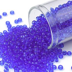 (942) Transparent Sapphire Тохо 8/0 круглые бусины, японский бисер, (942) прозрачный сапфир, 8/0, 3 мм, отверстие : 1 мм, Около 222 шт / 10 г