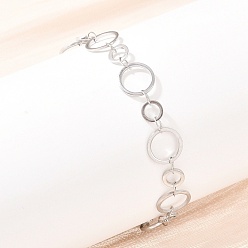 Нержавеющая Сталь Цвет 304 женские браслеты-цепочки со звеньями из нержавеющей стали, кольцо, цвет нержавеющей стали, 6-3/4 дюйм (17.1 см)