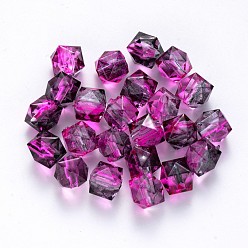 Orchid Two Tone Transparent Spray Painted Acrylic Beads, Polygon, Orchid, 7.5x8x8mm, Hole: 1.8mm, about 1690pcs/500g