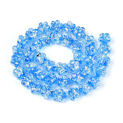 Озёрно--синий Нити из фольги в технике лэмпворк, цветок, Плут синий, 10.5~11x11~12x8~9 мм, отверстие : 1~1.2 мм, около 40 шт / нитка, 16.54~16.73'' (42~42.5 см)