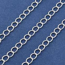 Серебро Латунь бордюр цепи, долговечный, без кадмия, без никеля и без свинца, пайки, с катушкой, серебряные, 5x3.5x1 мм, около 32.81 футов (10 м) / рулон
