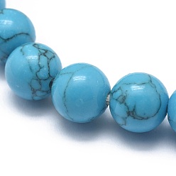 Synthetic Turquoise Synthetic Turquoise Jasper Bead Stretch Bracelets, Round, 2 inch~2-3/8 inch(5~6cm), Bead: 5.8~6.8mm
