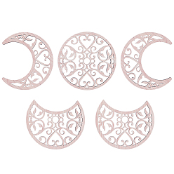 PapayaWhip Hollow Wood Wall Hanging Ornaments, Wall Decor Door Decoration, Moon Phase with Heart Pattern, PapayaWhip, Moon: 200x165~200x5mm, 5pcs/set