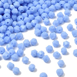 Васильковый Непрозрачные стеклянные бусы, двухконусные, граненые, васильковый, 4x3.5 мм, отверстие : 0.8 мм, около 720 шт / упаковка