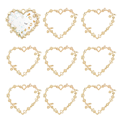 Golden Rack Plating Alloy Open Back Bezel Pendants, For DIY UV Resin, Epoxy Resin, Pressed Flower Jewelry, Cadmium Free & Nickel Free & Lead Free, Heart, Golden, 35x41x3.5mm, Hole: 3mm, 30pcs/box