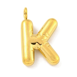 Letter K Ионное покрытие (ip) 304 подвески из нержавеющей стали, буквенное очарование, золотые, Письмо K, 16.5x10x3 мм, отверстие : 2 мм
