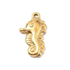 Sea Horse 304 подвески из нержавеющей стали, реальный 18 k позолоченный, морской конек, 25.5x14.5x3.5 мм, отверстие : 2 мм