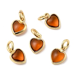 Коричневый Кулон из циркония, сердце прелести, без кадмия и без свинца, стойки покрытие, долговечный, с целью перехода в кольце, реальный 18 k позолоченный, коричневые, 9x7x3.5 мм, отверстие : 3 мм