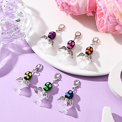 (52) Непрозрачная лаванда Акриловые подвесные украшения в виде черепа, Сплав с застежками, разноцветные, 40 мм