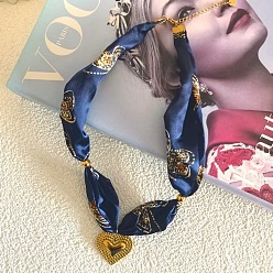 Сердце 304 Женские шарфы с подвеской из нержавеющей стали и эмалированным принтом, золотые, сердце, 19.69 дюйм (50 см), Кулон : 29x32 мм