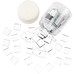 Прозрачный Зеркальная стеклянная мозаика, для украшения дома поделки изготовление ювелирных изделий, квадратный, прозрачные, 20x20x4 мм, 280 г / коробка