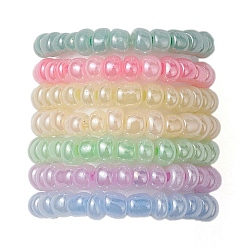Mixed Color Macaron Ceylon Round Glass Seed Beads Stretch Rings for Women, Mixed Color, 3.5mm, Inner Diameter: 19mm, 7pcs/set