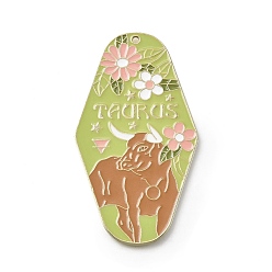 Телец Большие подвески из сплава эмали с изображением двенадцати созвездий, золотые, Телец, 63x35x1 мм, отверстие : 1.6 мм