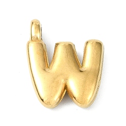 Letter W Ионное покрытие (ip) 304 подвески из нержавеющей стали, буквенное очарование, реальный 18 k позолоченный, Буква W, 18x15.5x4 мм, отверстие : 1.6 мм