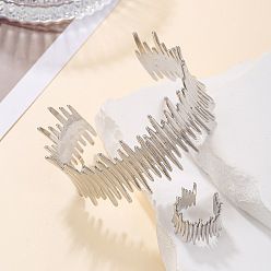 Платина Наборы браслетов-манжет и колец-манжет из сплава палочек, платина, браслет: 75 мм внутренний диаметр