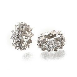 Прозрачный Цветок латуни микро проложить кубического циркония европейские шарики, бусины с большим отверстием, долговечный, без кадмия и без свинца, стойки покрытие, платина, прозрачные, 12x5.5 мм, отверстие : 4.5 мм
