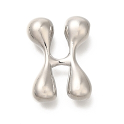 Letter H Стойки обшивки латунные бусины, письмо-шар, для изготовления именных ожерелий, долговечный, без свинца и без кадмия, платина, Письмо ч, 23.5x17.5x7 мм, отверстие : 2 мм