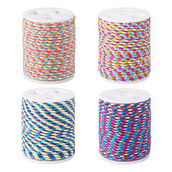 (52) Непрозрачная лаванда 4 рулоны 4 цвета 4 корд поликоттоновый, двухслойный, металлический корд, веревка ручной работы макраме, для гобелена вешалка для растений, вязание ниток своими руками, разноцветные, 1.5 мм, около 4.3 ярдов (4 м) / рулон