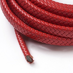 Red Braided Leather Cord, Leather Jewelry Cord, Jewelry DIY Making Material, Dyed, Flat, Red, 12x6mm, about 5.46 yards(5m)/roll