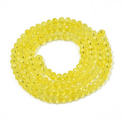 Yellow Glass Beads Strands, Faceted, Rondelle, Yellow, 4x3mm, Hole: 0.4mm, about 123~127pcs/strand, 16.5~16.9 inch(42~43cm)