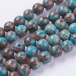 Chrysocolle Perles en pierres gemme, chrysocolla naturel, teints et chauffée, ronde, taille: environ 14mm de diamètre, Environ 28 pcs/chapelet