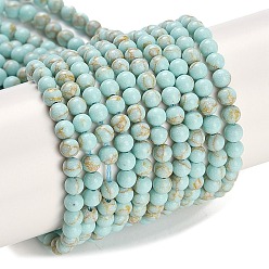 Светло-голубой Синтетических нитей бирюзовые бусы, круглые, окрашенные, светло-голубой, 3 мм, отверстие : 0.8 мм, около 131 шт / нитка, 15.16'' (38.5 см)