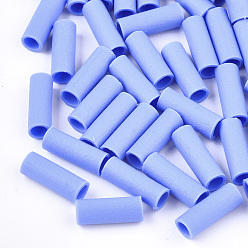Cornflower Blue Rubber Beads, Tube, Cornflower Blue, 12~12.5x4~4.5mm, Hole: 3mm, about 4000pcs/500g