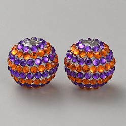 Гиацинт Тематика Хэллоуина смоляные стразы бусины, круглый с узором в полоску, для изготовления ручек своими руками ювелирные изделия принадлежности, гиацинт, 20x19 мм, отверстие : 2.5 мм