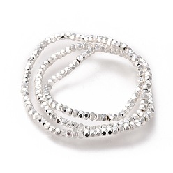 с Покрытием Серебра Гальванические немагнитная синтетический гематит бисер пряди, долговечный, рондель, граненые, со серебряным покрытием, 3x2 мм, отверстие : 0.6 мм, около 183~223 шт / нитка, 16.14 дюйм (41 см)