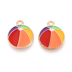 Volleyball Подвески из сплава и эмали на пляжную тематику, золотой свет, волейбол, 18x15x1 мм, отверстие : 1.6 мм