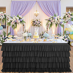 Black Cloth Table Skirt, For Party Decorations, Party Table Decoration Accessories, Black, 1820~1830x790x2~3mm