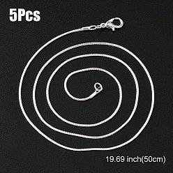 Серебро Колье из латуни, круглая цепочка в виде змеи с застежкой в виде когтей омара, для изготовления колье из бисера, серебряные, 19.69 дюйм (50 см)