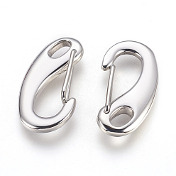 Нержавеющая Сталь Цвет Устойчивый к потускнению 304 нержавеющая сталь защелкивающийся брелок с застежкой, цвет нержавеющей стали, 50.5x24.5x6~10 мм, отверстие : 6.5x10.5 мм