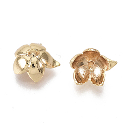 Настоящее золото 18K Латунные подвески под залог, за половину пробурено бисера, без никеля , цветок, реальный 18 k позолоченный, 6x10x9 мм, отверстия: 1 мм, штифты: 1 мм