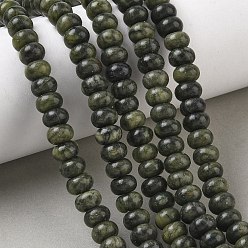 Dark Green Natural Chinese Jade Southern Jade Beads Strands, Smooth Rondelle, Dark Green, 8~9x5~5.5mm, Hole: 1.4mm, about 69~74pcs/strand, 14.57~15.16''(37~38.5cm)