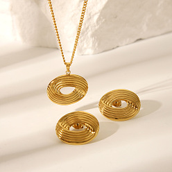 Настоящее золото 18K Глаз 304 комплекты из серег-гвоздиков и ожерелий с подвесками из нержавеющей стали для женщин, реальный 18 k позолоченный