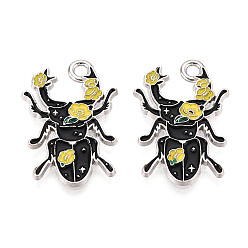 Платина Подвески из эмали и сплава, longicorn, без свинца и без кадмия, платина, 23x15.5x1.5 мм, отверстие : 1.8 мм