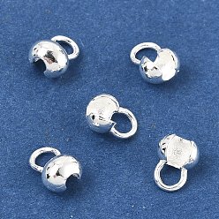Серебро 925 шарики из стерлингового серебра, обжимная крышка бисера, серебряные, 8x5.5 мм, отверстия: 2 мм / 2.5 мм