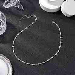 Нержавеющая Сталь Цвет 304 из нержавеющей стали ромб ссылку цепи ожерелья, цвет нержавеющей стали, 17.09 дюйм (43.4 см)