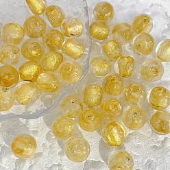 Gold Gold Foil Handmade Lampwork Beads, Round, Gold, 12mm