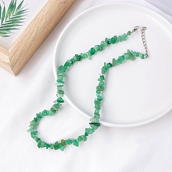 Зеленый Авантюрин Колье из натуральных зеленых авантюринов с бусинами, 18.90 дюйм (48 см)