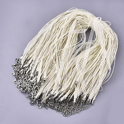 Бежевый Изготовление ожерелья из вощеного шнура и органзы, с железными застежками когтя омара, платина, бежевые, 17.6 дюйм ~ 17.8 дюйм (45~45.5 см), 7 мм