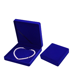 Синий Бархат ожерелье коробки, коробка для упаковки ювелирных изделий, квадратный, синие, 19x19x4 см