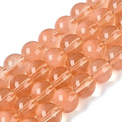 Сэнди Коричневый Прозрачные стеклянные нити, имитирующие кошачий глаз, круглые, песчаный коричневый, 9.5~10 мм, отверстие : 1~1.4 мм, около 85~89 шт / нитка, 29.72~31.5 дюйм (75.5~80 см)