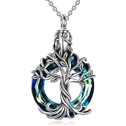 Нержавеющая Сталь Цвет Некорневая нержавеющая сталь подвески ожерелья, ожерелье из урны с прахом, древо жизни, цвет нержавеющей стали, 21.65 дюйм (55 см)